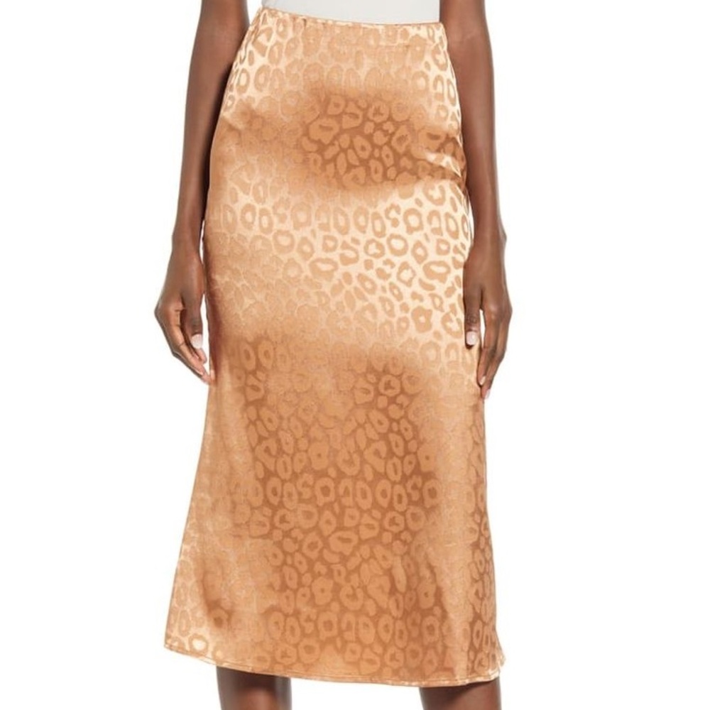 J.O.A. Animal Print Midi Skirt in Tan